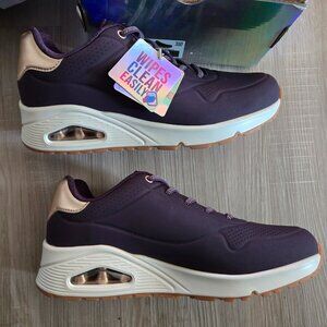 Sketchers Womans 9 Shimmer Away Purple Rose Gold